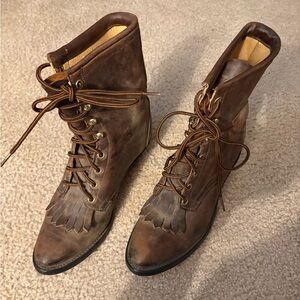 Vintage Laredo Womens Roper Boots Brown Lace Up Western 8M
